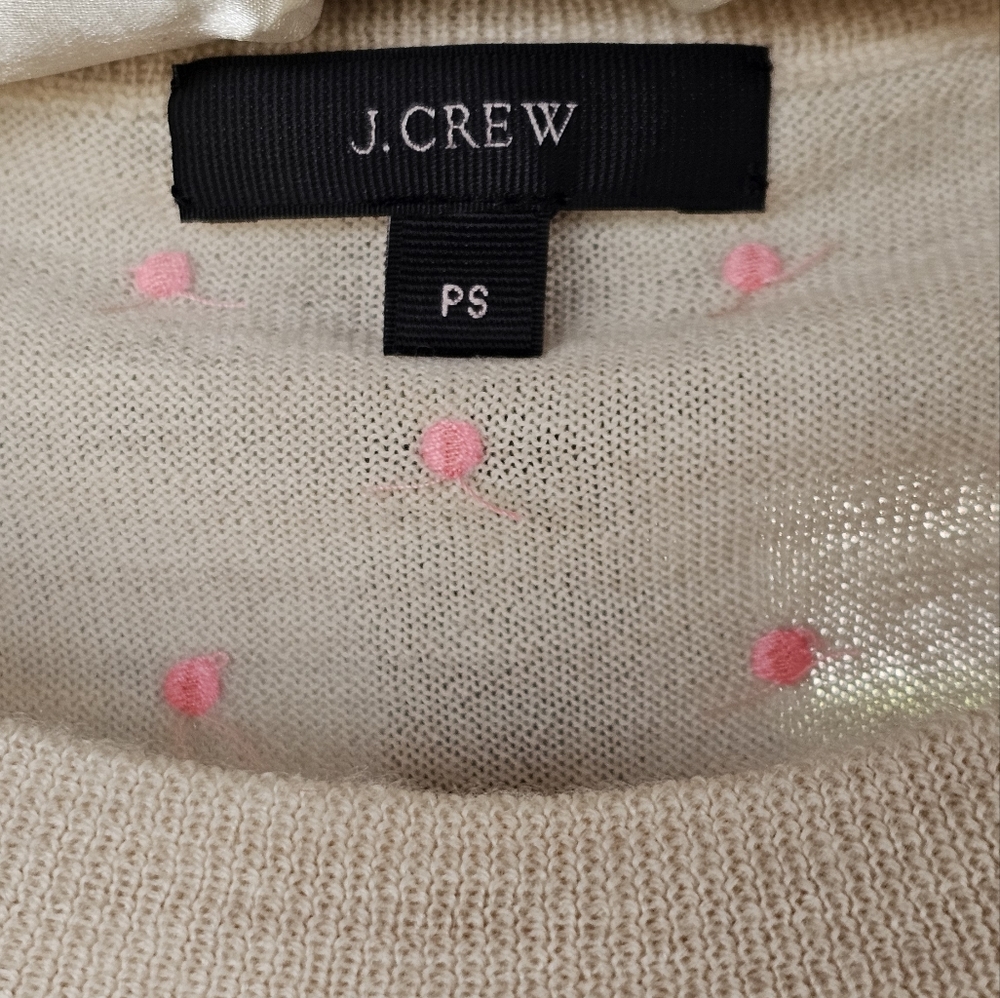 J.Crew Merino Wool Pink Polka Dot Pullover - Picture 6 of 9